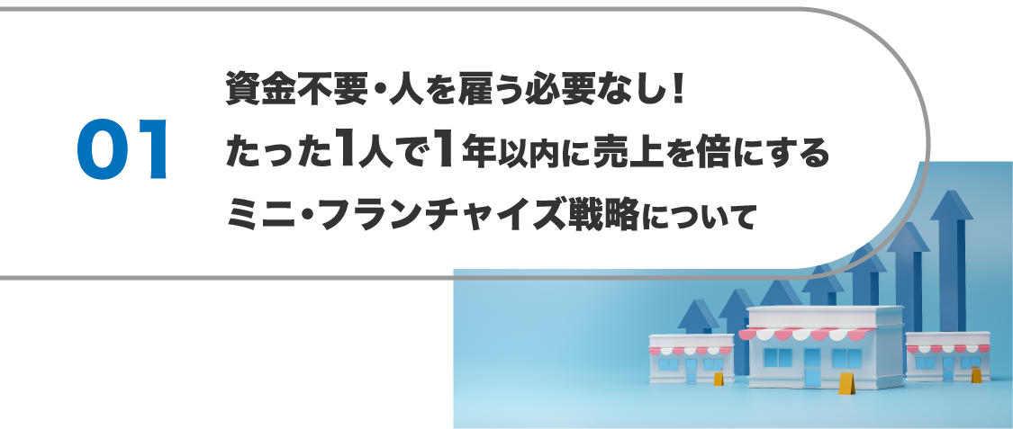 資金不要・人を雇う必要なし！たった1人で1年以内に売上を倍するミニ・フランチャイズ戦略について