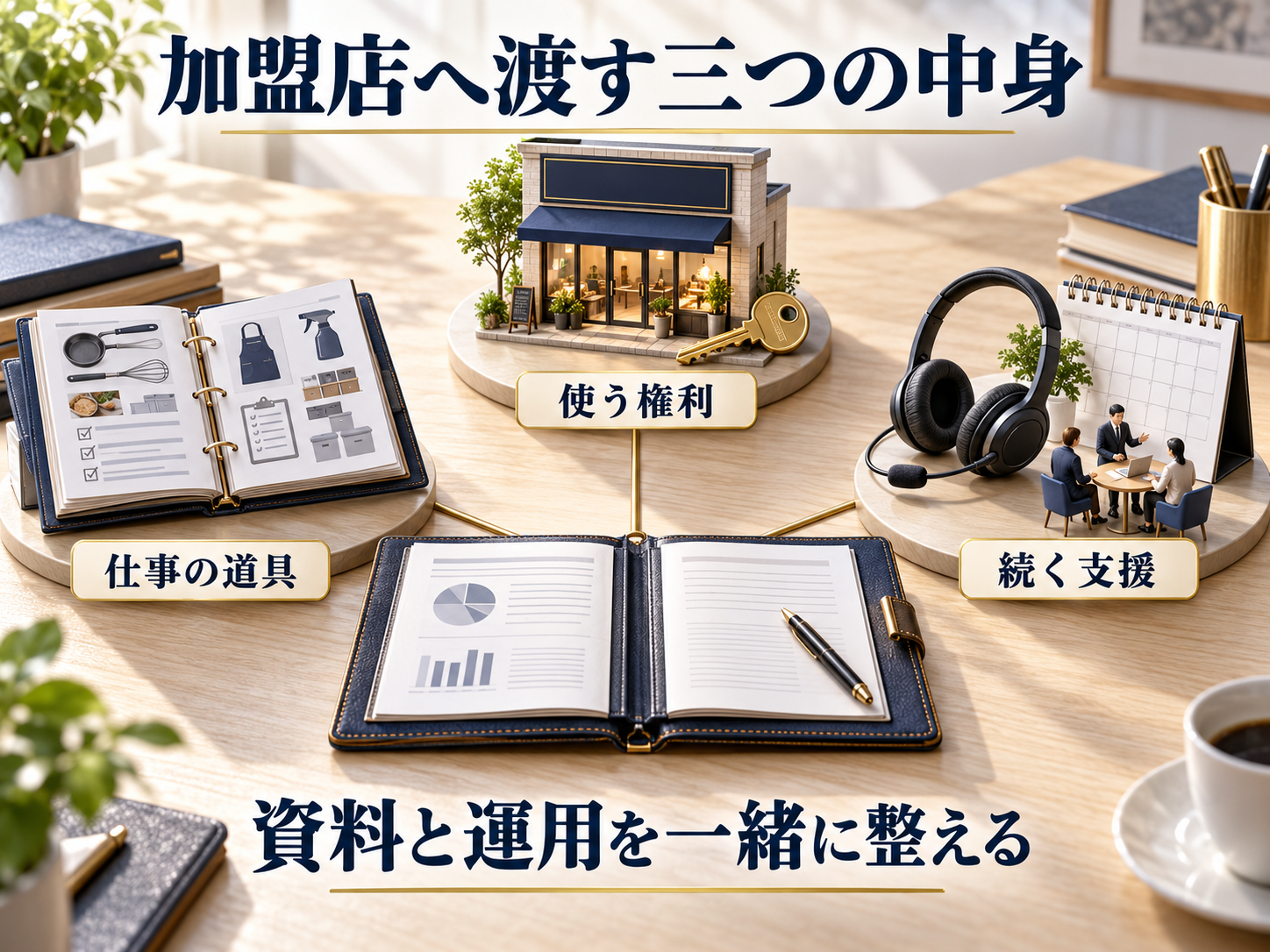 使う権利、仕事の道具、続く支援を一つのパッケージにつなぐ三つの構成要素